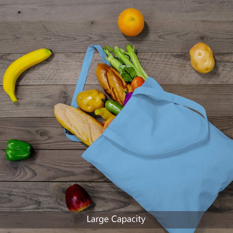 TOPDesign 24-Pack Economical 16"x15" Baby Blue Cotton Tote Bag, Lightweight Medium Reusable Grocery Shopping Cloth Bags, Suitable for DIY, Advertising, Promotion, Gift, Activity - Image 4